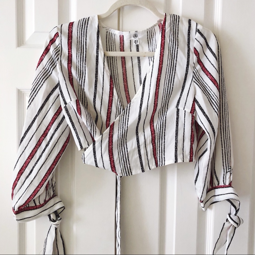 Missguided Striped Wrap Crop Top NWOT! - Picture 2 of 8